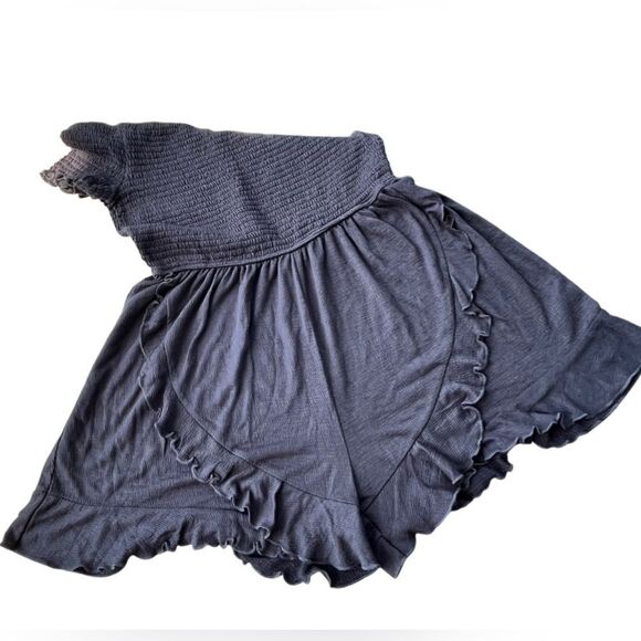 🌴 Art Class Girls Off-the-Shoulder Smocked Ruffle Romper XXL(18/20) Dark Grey - Picture 4 of 11